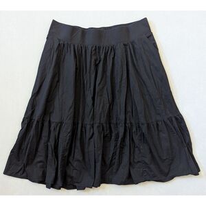Torrid Midi Poplin Tiered Skirt Black Size 2